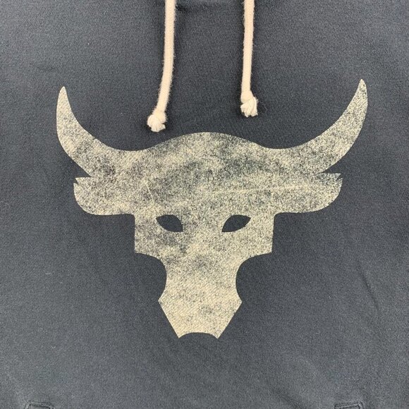 Under Armour Project Rock Mens Sweater Small Black Hoodie Sleeveless Brahma Bull - Picture 3 of 8